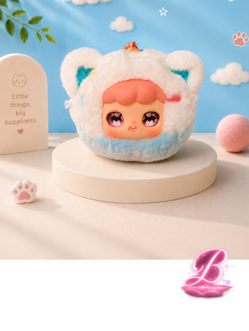 UNBOXED Baby 3 donut-themed “What To Eat” plush pendant - NWOT